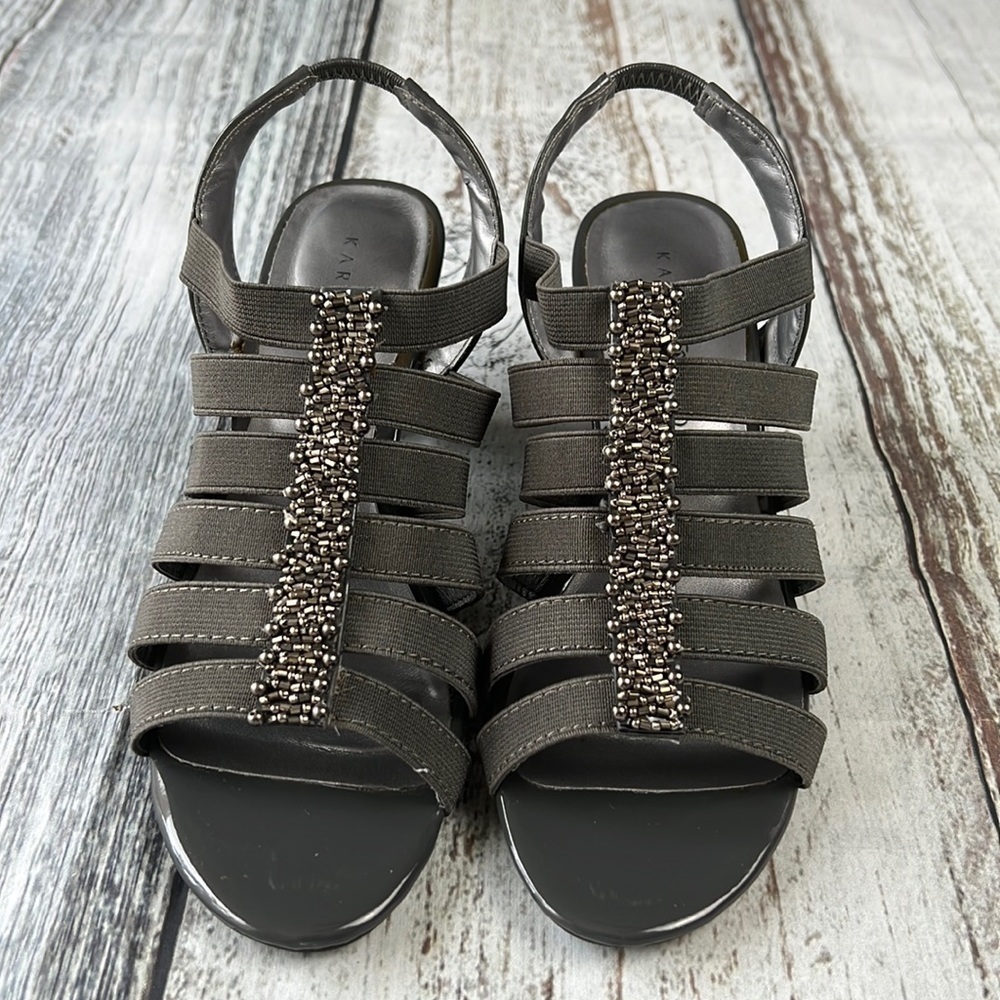 KAREN (KS) SCOTT NEEMA Gray Womens Beaded Strapped Shoe 6M